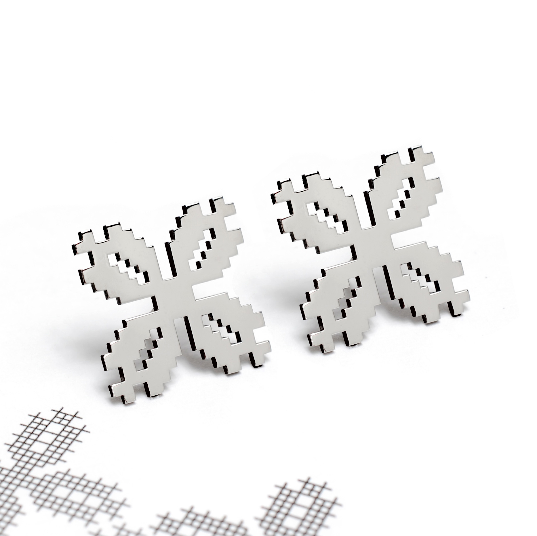 Cross Stitch Pixel Series -Flower Earrings
