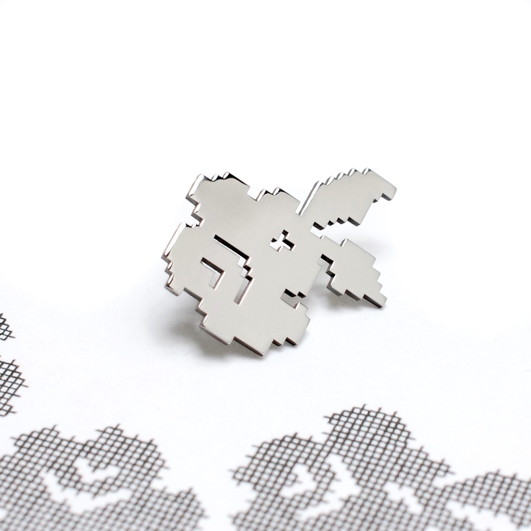 Cross Stitch Pixel Series -Flower Brooch
