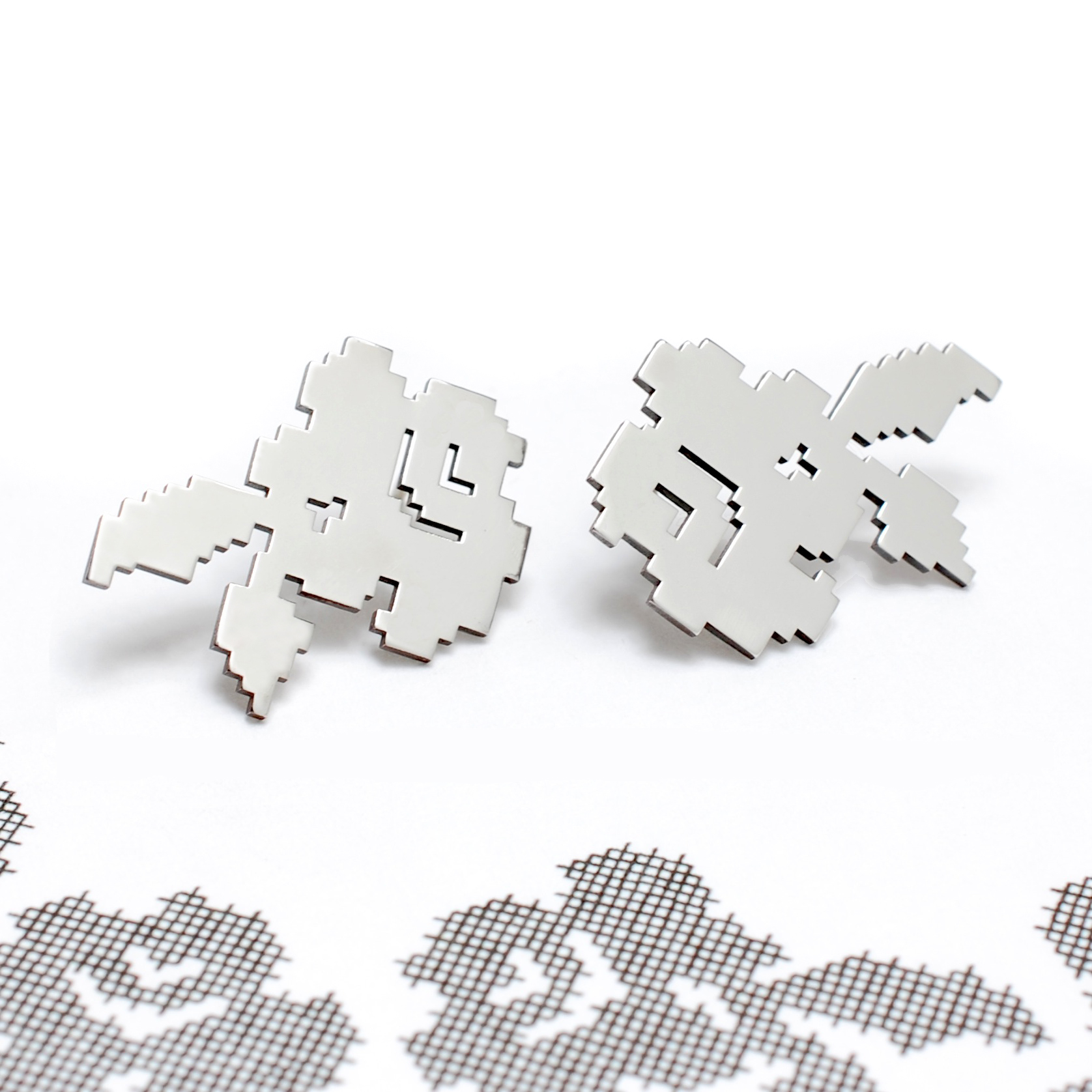 Cross Stitch Pixel Series -Flower Earrings