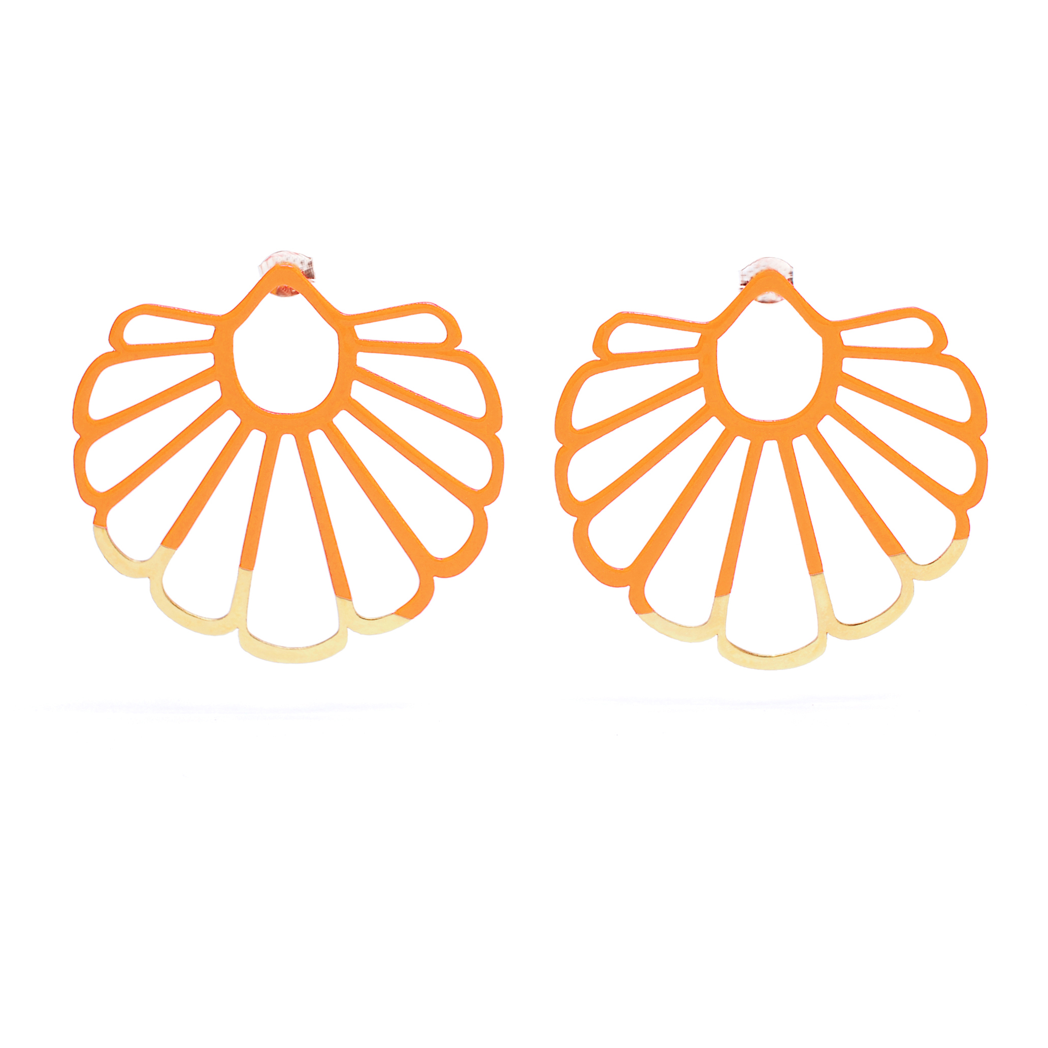 Fan Earrings – Orange and Gold