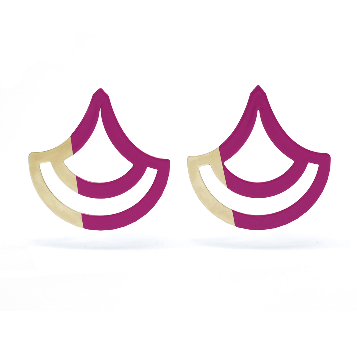 Scallop Earrings – Magenta and Gold