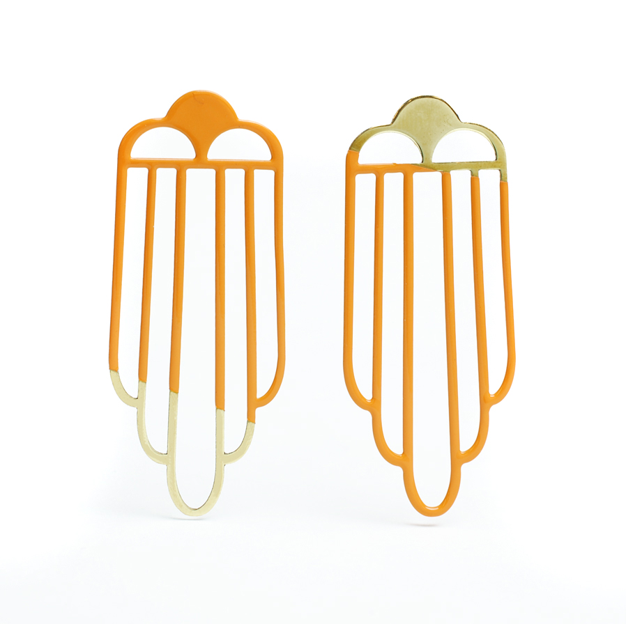 Tower Earrings – Orange and Gold