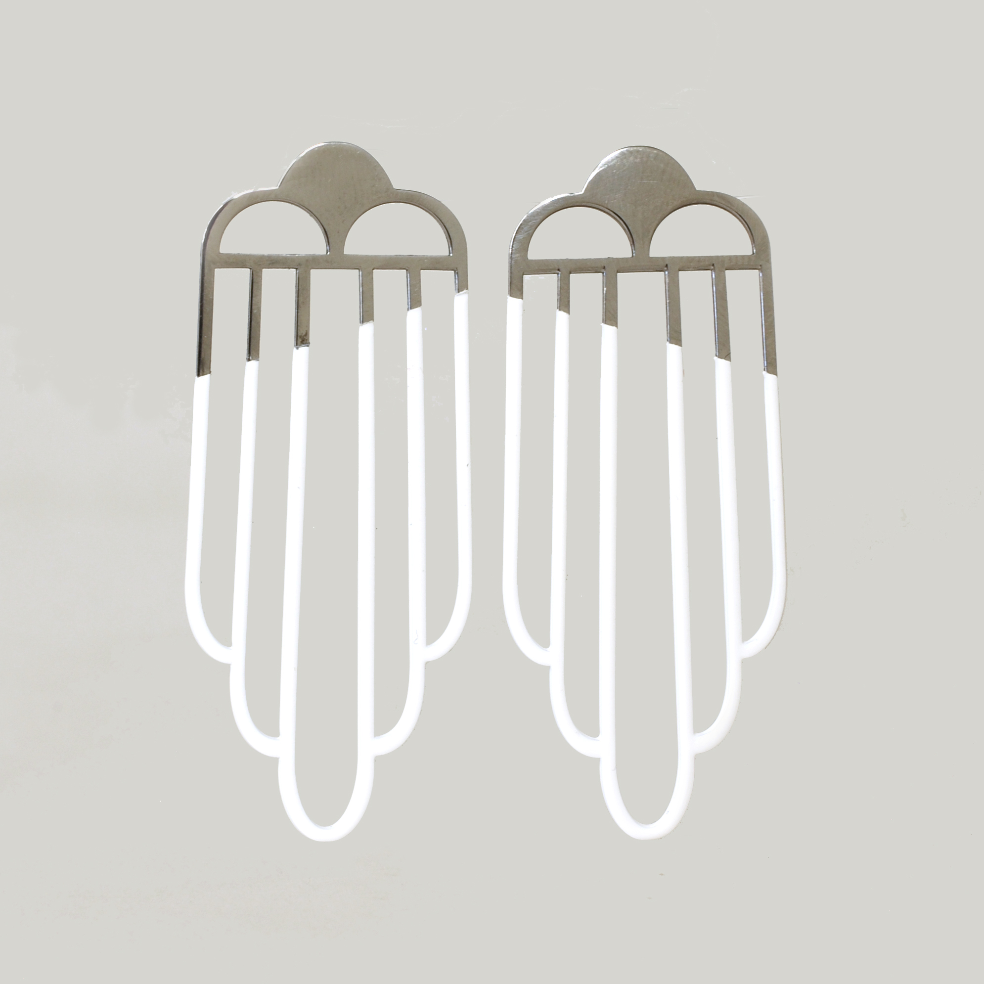 Tower Earrings – White and Stainless Steel