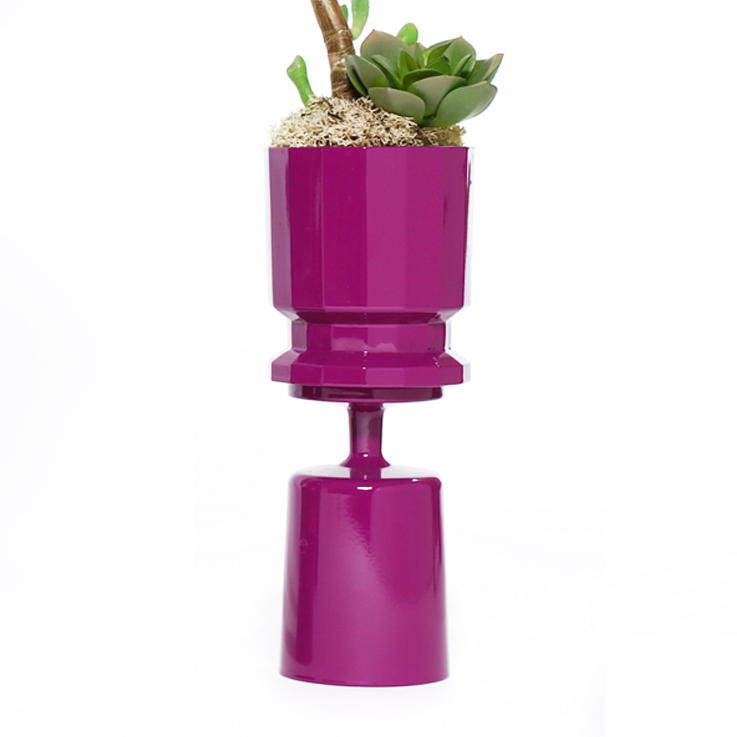 Magenta Double Stacked Striped Planter